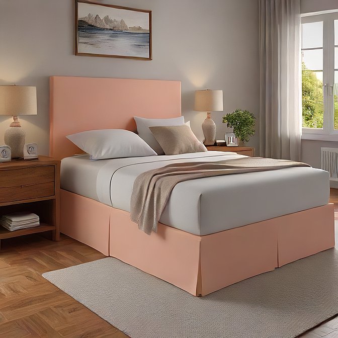 Peach Bed Skirt Split Corner 1000TC Egyptian Cotton at EvaLinens.com