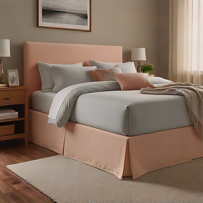 Peach Bed Skirt Split Corner 1000TC Pure Egyptian Cotton at EvaLinens.com