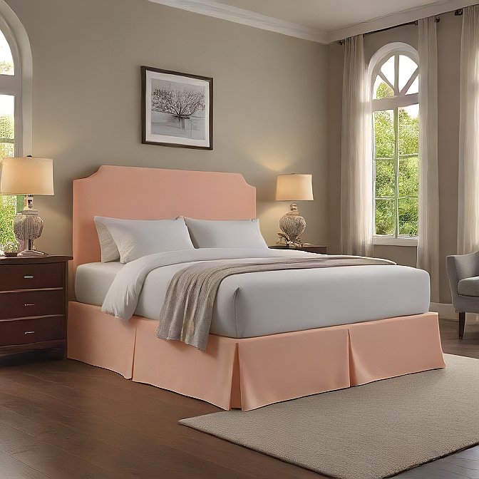 Peach Bed Skirt Split Corner 1000TC Cotton at EvaLinens.com