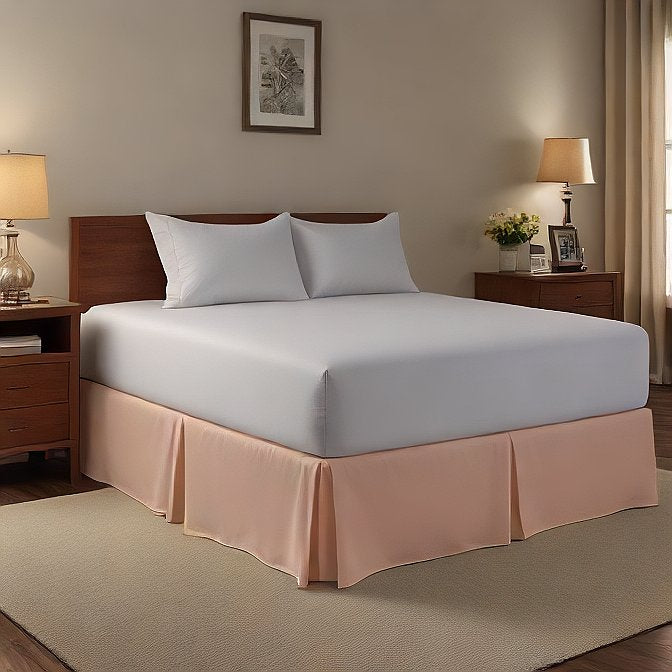 Peach Bed Skirt Split Corner 1000 thread Count Cotton at EvaLinens.com