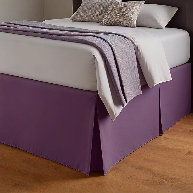 Plum Bed Skirt Split Corner High Thread Count Pure Cotton at EvaLinens.com