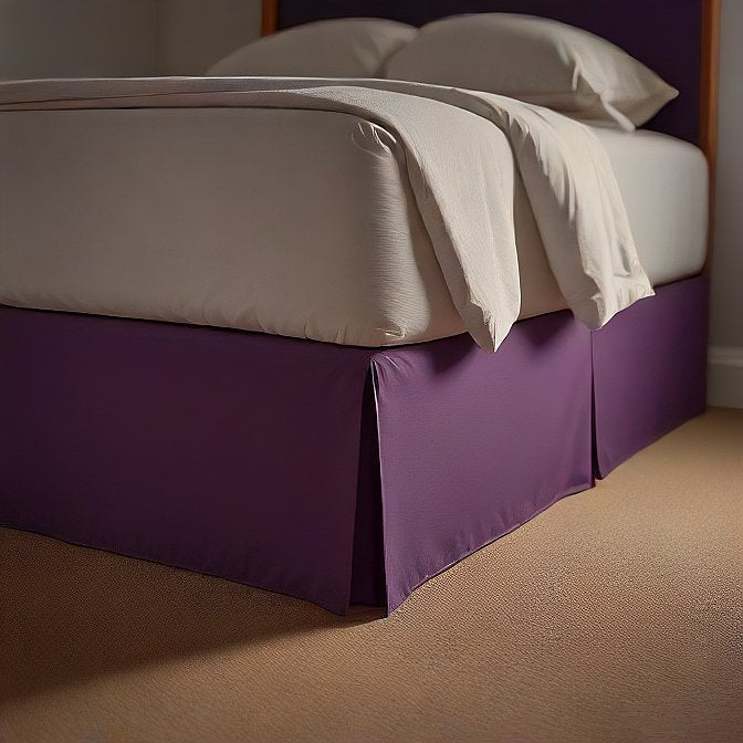 Plum Bed Skirt Split Corner High Thread Count Cotton at EvaLinens.com