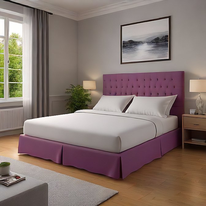 Luxurious Plum Color Bed Skirt Split Corner 1000TC Cotton at EvaLinens.com