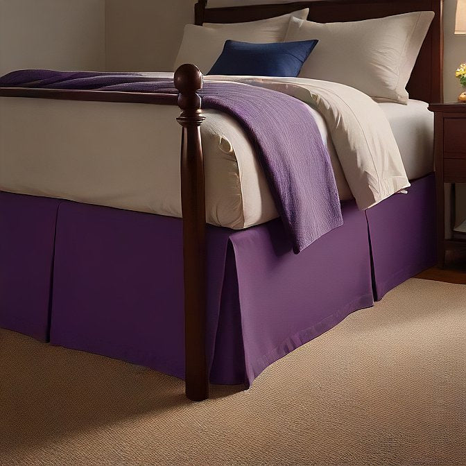 Plum Color Bed Skirt Split Corner High Thread Count Pure Cotton at EvaLinens.com