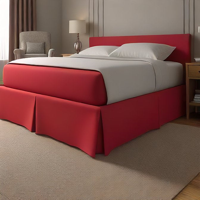 Red Bed Skirt with Split Corners 1000TC Pure Egyptian Cotton at EvaLinens.com