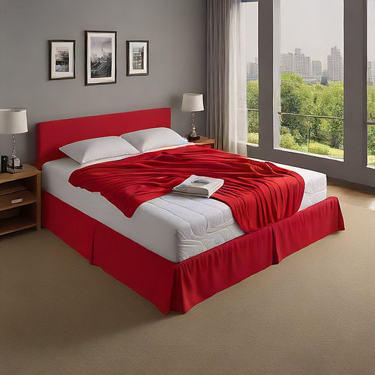 Red Bed Skirt Split Corner Egyptian Cotton 1000 thread count at EvaLinens.com