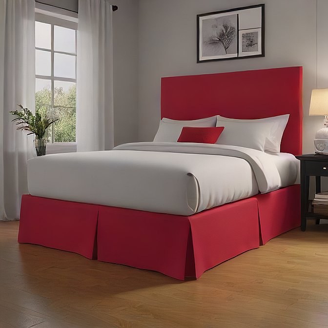 Red Color Bed Skirt with Split Corners 1000TC Egyptian Cotton at EvaLinens.com