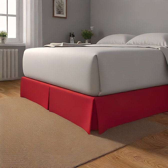 Red Bed Skirt with Split Corners 1000 Thread Count Egyptian Cotton at EvaLinens.com