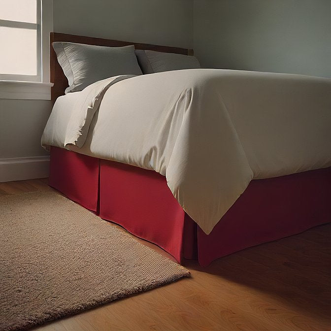 Low Profile Red Bed Skirt with Split Corners 1000TC Egyptian Cotton at EvaLinens.com
