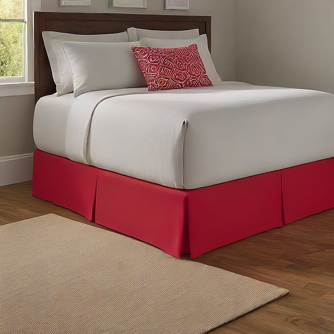 Red Bed Skirt with Split Corners Egyptian Cotton at EvaLinens.com