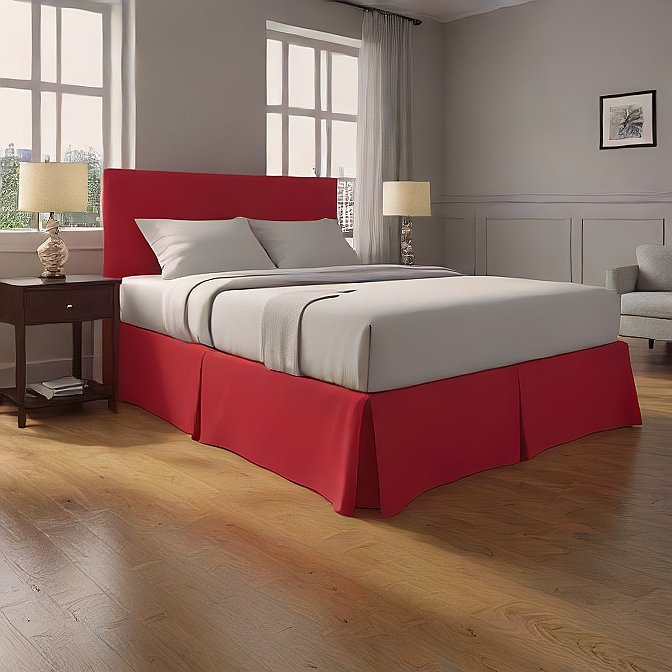 Red Bed Skirt with Split Corners 100 Percent Egyptian Cotton at EvaLinens.com