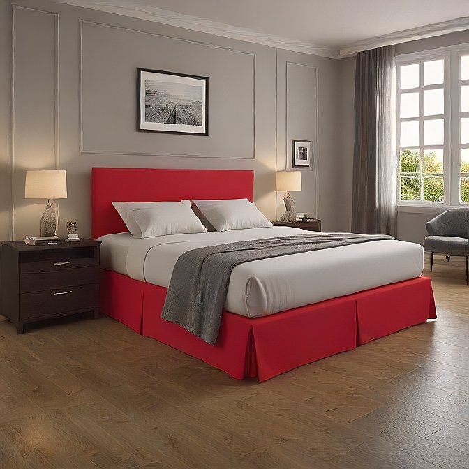 Red Bed Skirt with Split Corners 1000TC Egyptian Cotton at EvaLinens.com