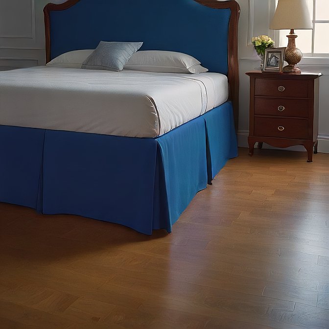 Royal Blue Bed Skirt Split Corner Pure Cotton at EvaLinens.com
