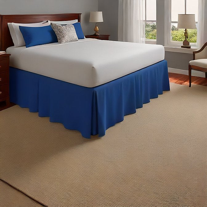Royal Blue Bed Skirt Split Corner 100% Cotton at EvaLinens.com