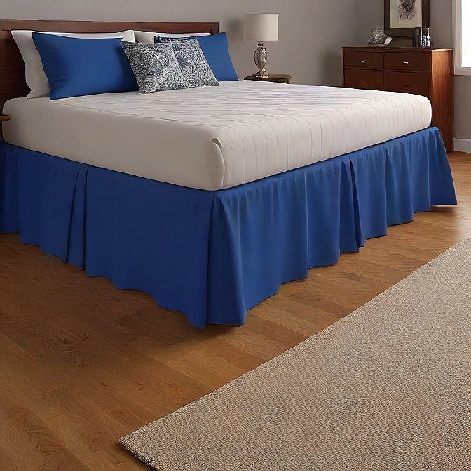 8-Inch Drop Royal Blue Bed Skirt Split Corner 1000TC Cotton