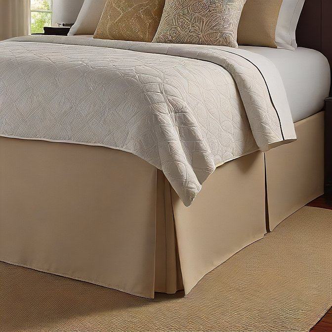 split corner pleated bed skirt sand color 100 percent pure cotton bedskirt at - EvaLinens.com