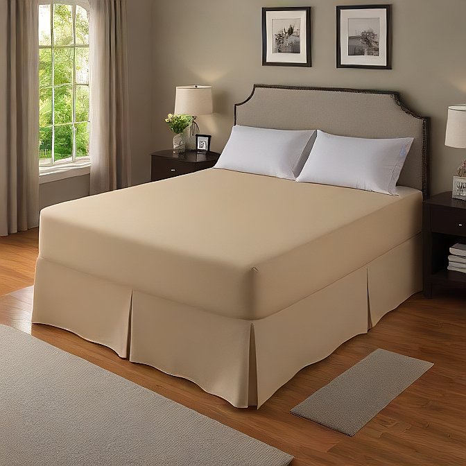 Sand color Bed Skirt Split Corner 1000TC Cotton at EvaLinens.com