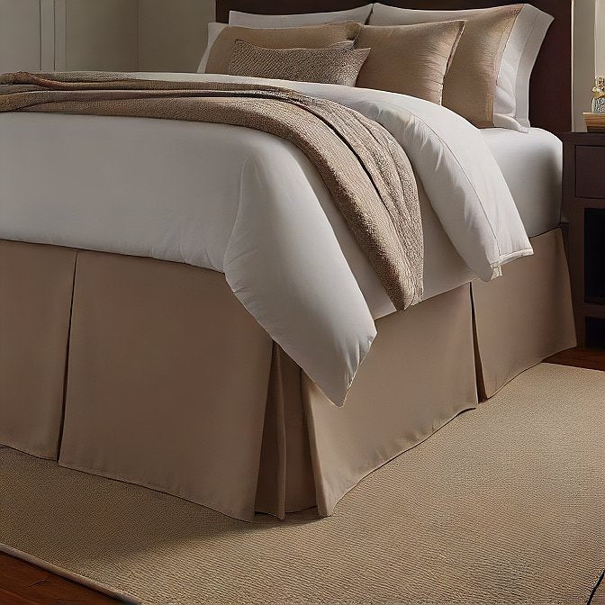 taupe cotton bed skirt pleated design