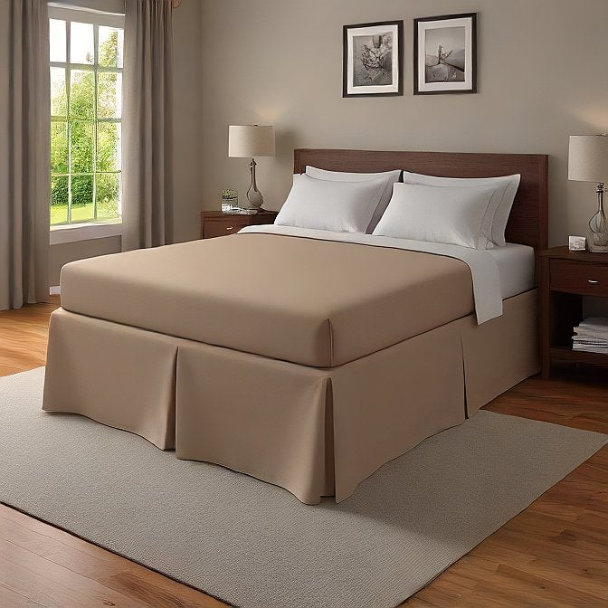 Skirt Split Corner Taupe Egyptian Cotton 1000TC at EvaLinens.com