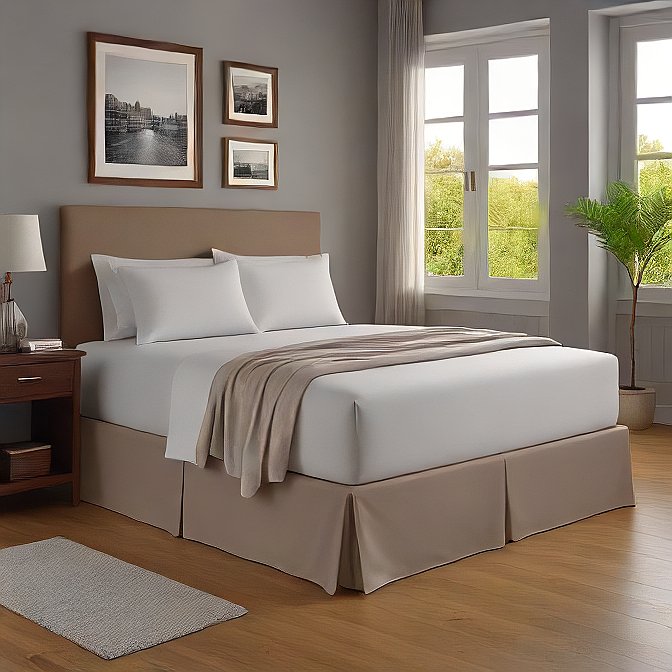 luxurious taupe bed skirt for king size bed