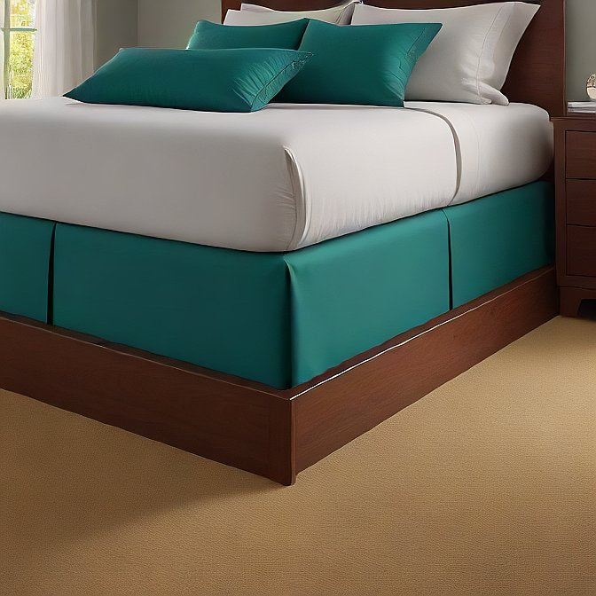 Teal Color Bed Skirt Split Corner 1200 Thread Count Pure Cotton at EvaLinens.com