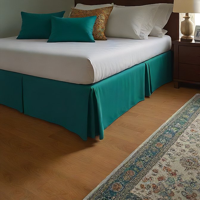 Split Corner Teal Color Bed Skirt 100% Pure Egyptian Cotton Bedskirt at EvaLinens.com