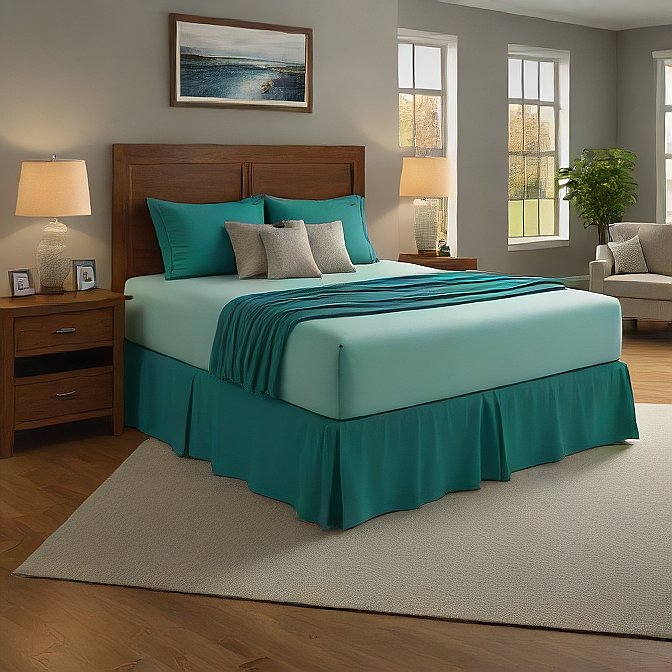 Teal Bed Skirt Split Corner 1000TC Egyptian Cotton at EvaLinens.com
