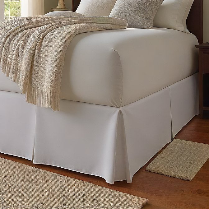 white pleated bed skirt for bright bedroom decor