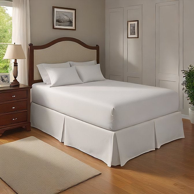 premium white bed skirt with hidden storage