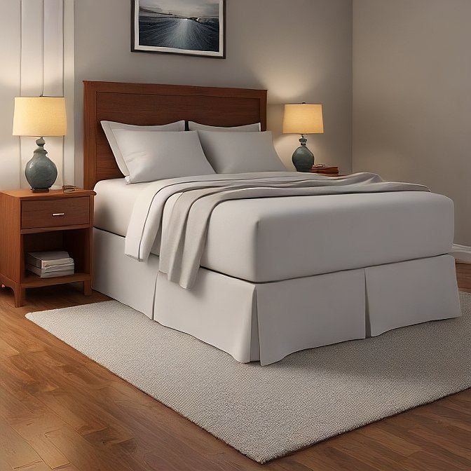 8" Inches White Bed Skirt Split Corner Pleated Egyptian Cotton 1000TC