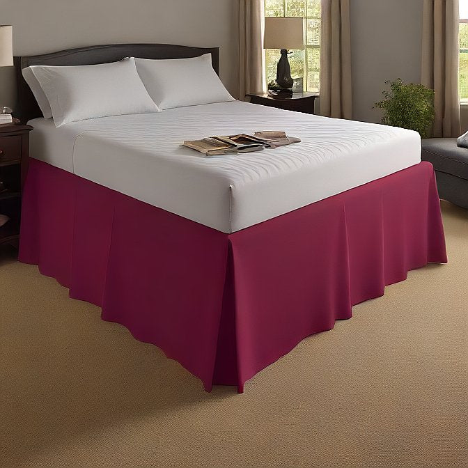 15-Inch Drop Wine Bed Skirt Split Corner Egyptian Cotton 1000TC