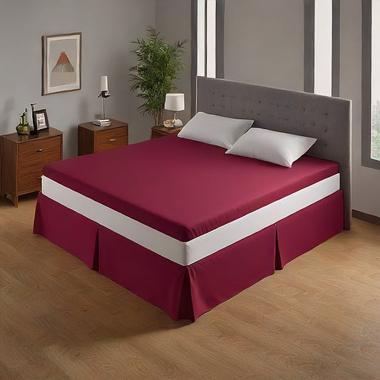 21" Inch Drop Wine Bed Skirt Split Corner Egyptian Cotton 1000TC