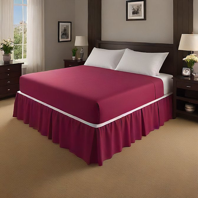 18" Inch Drop Wine Bed Skirt Split Corner Egyptian Cotton 1000TC