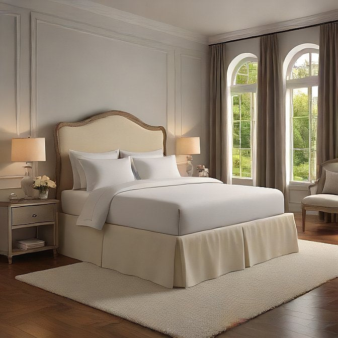 ivory cotton bed skirt with pleated design