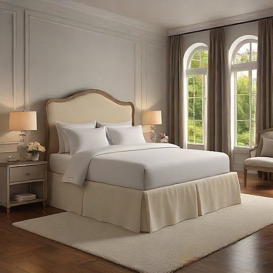 ivory cotton bed skirt with pleated design