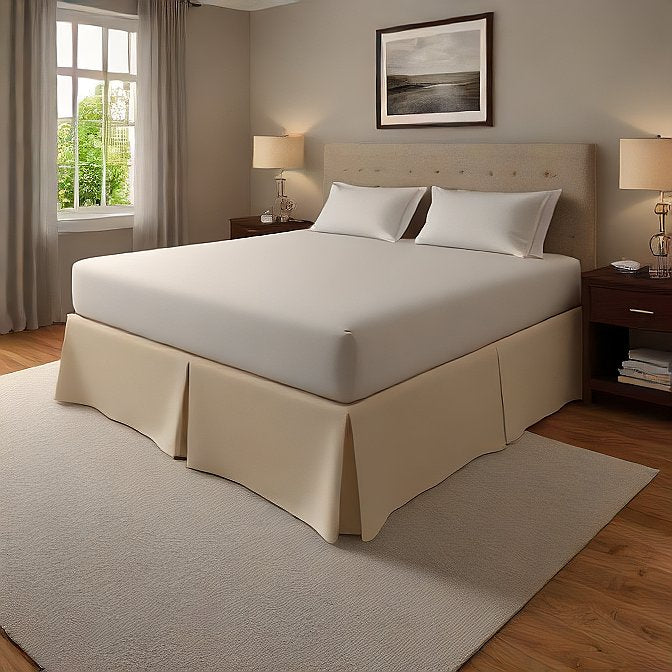luxury ivory bed skirt with split corners