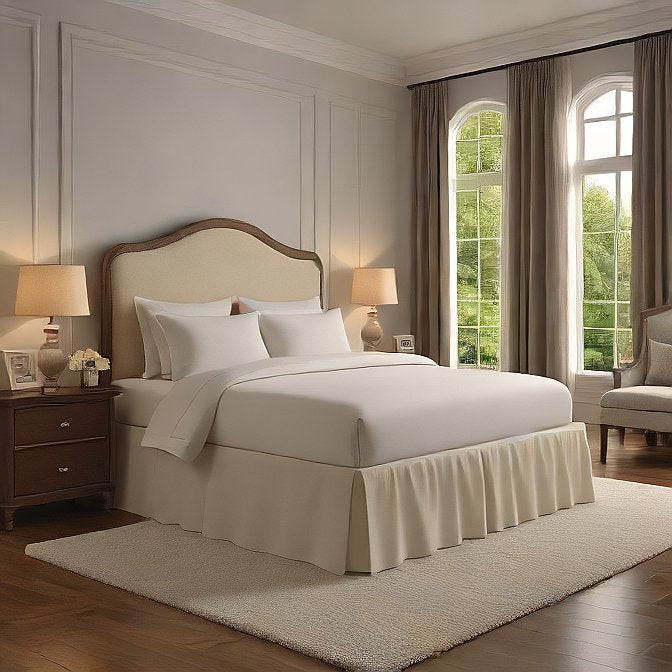 premium ivory bed skirt with hidden storage
