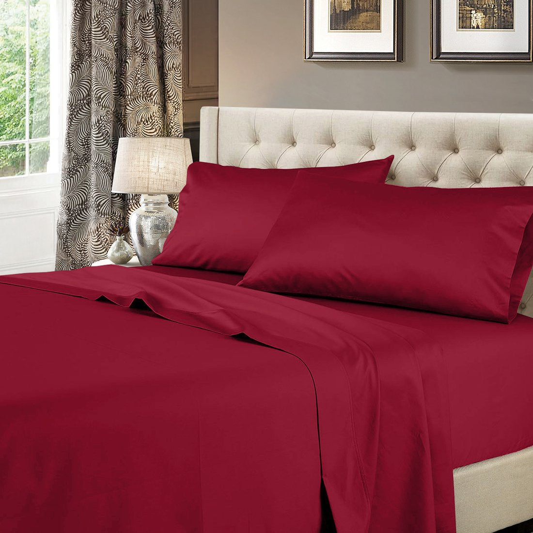 Burgundy Sheet Set 100 Percent Pure Egyptian Cotton at EvaLinens.com