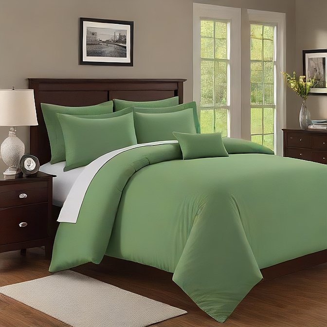 Luxury Sage Duvet Cover – 1000 Thread Count Egyptian Cotton Bed Linen Set