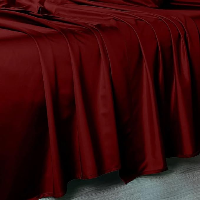 Buy 1000 Thread Count Burgundy Flat Sheet Egyptian Cotton