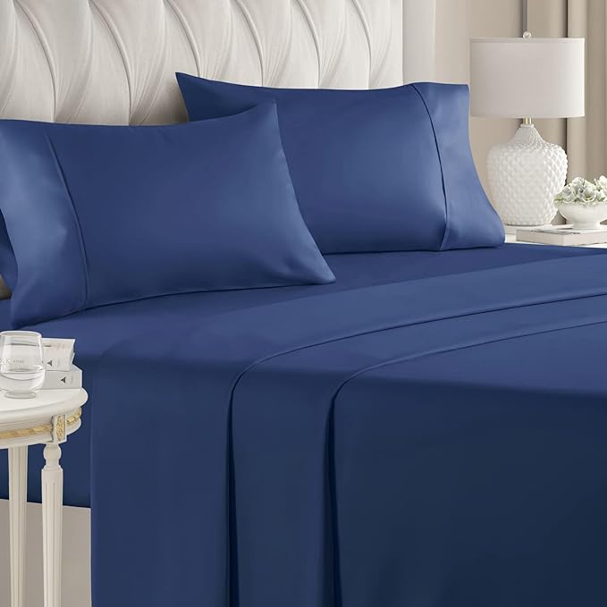 10 Inch Pocket Fitted Sheet Navy Blue