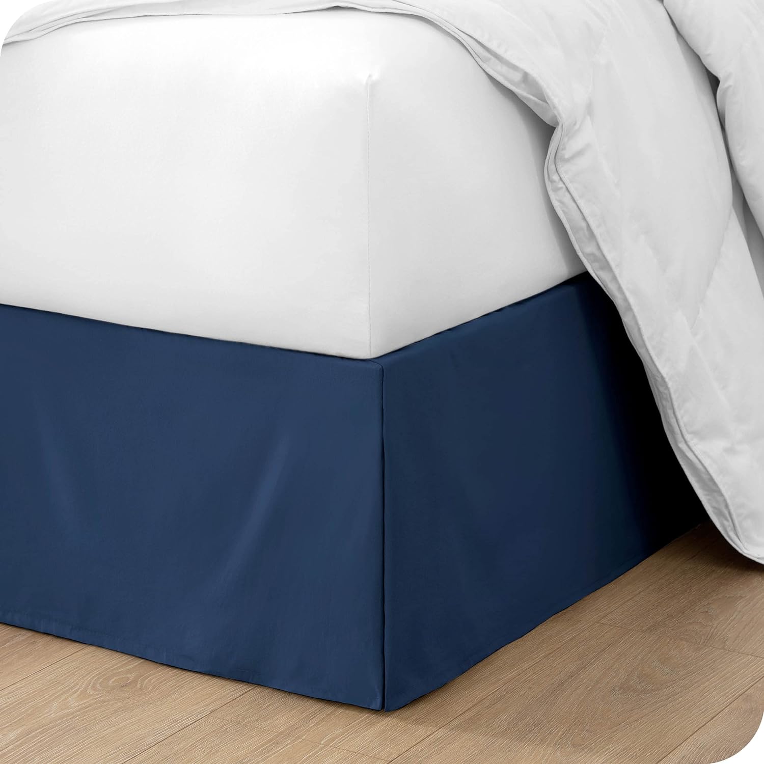 8 Inch Drop Bed Skirt Split Corner Navy Egyptian Cotton 1000TC