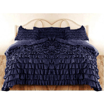 Black Ruffle Duvet Cover Set 1000tc Egyptian Cotton at- Evalinens.com