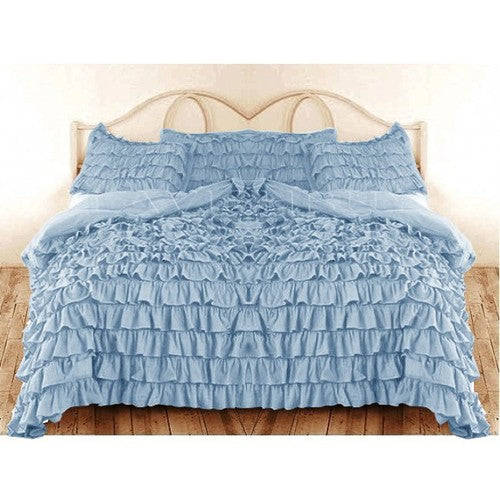 Blue Ruffle Duvet Cover Set 1000tc Egyptian Cotton at- Evalinens.com